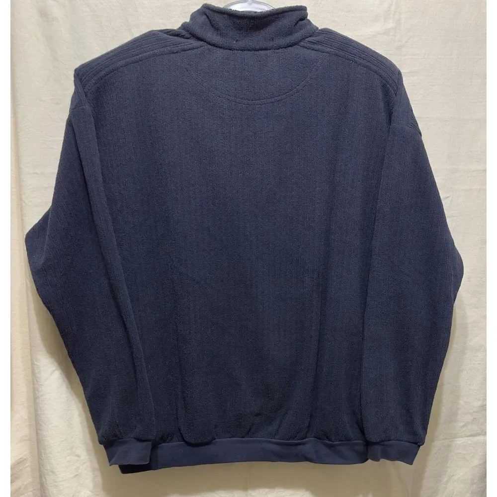 Straight Down XL Blue 1/4 Zip Pullover Knit Side Slit Pockets Mens